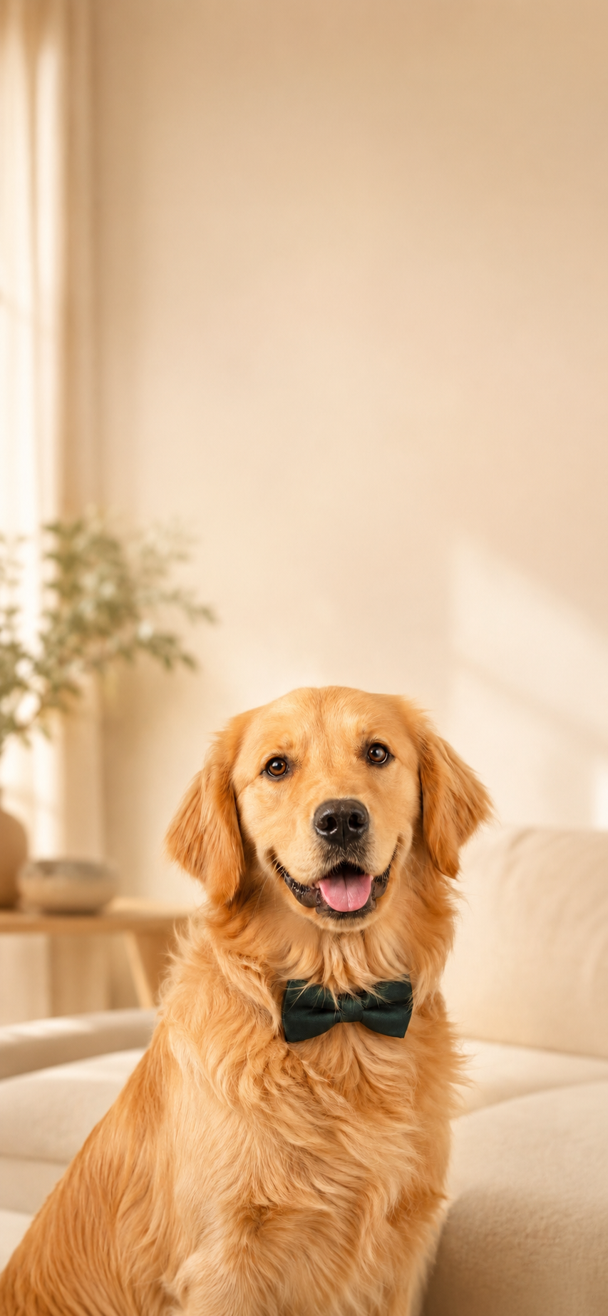 Max the golden retriever on a phone wallpaper