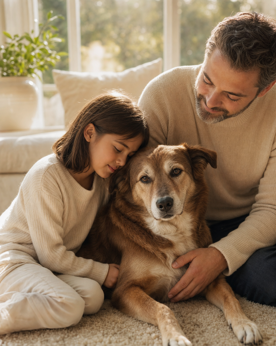 Olive sharing a warm family moment in an ANIVELLE Studio creation