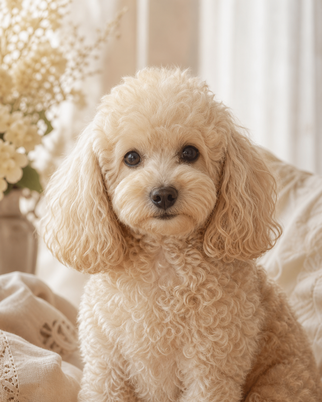 Mochi in a warm editorial companion portrait for Pet Portrait mode